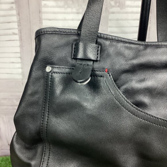 Ellen Degeneres Black Leather Tote Bag - Picture 2 of 15